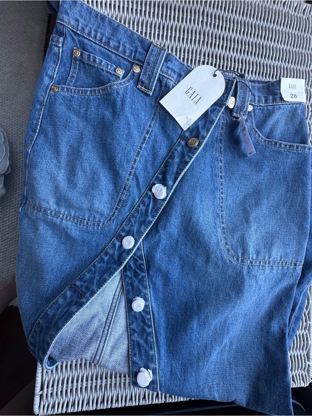 NWT Gap X CultGaia (28) Asymmetrical Denim Maxi Skirt Medium Indigo - Picture 6 of 8